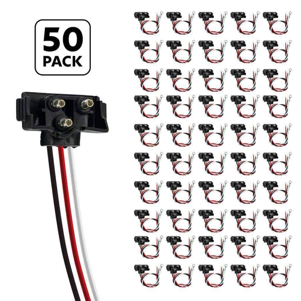 3 Wire Pigtail With 3 Prong Right Angle Plug - 12" Lead (50 pcs)