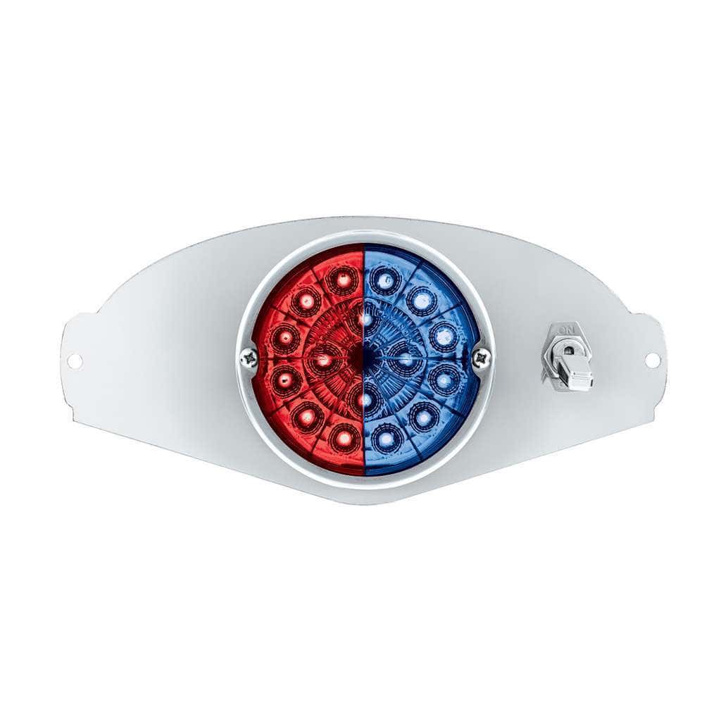 304 Ss Above Door Dome Light Kit W/ 17 Led Double Fury Watermelon For 2008-2017 Fl Cascadia-Red &Amp; Blue Led 5 304 SS Above Door Dome Light Kit With 17 LED Double Fury Watermelon For 2008-2017 Freightliner Cascadia