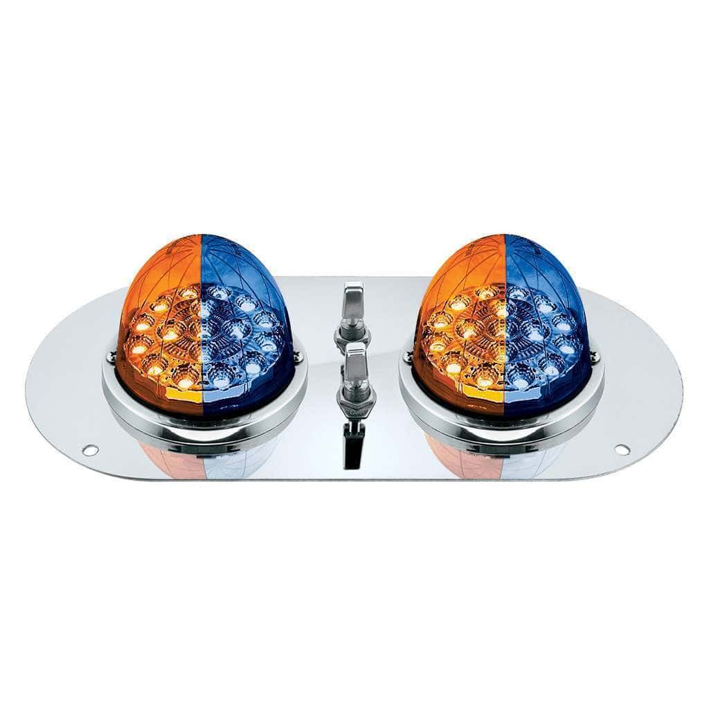 Above Door Dome Light Kit w/2x 17-LED Double Fury Watermelon-Amber & Blue
