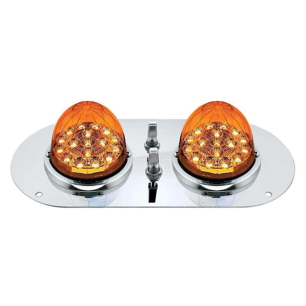 Above Door Dome Light Kit w/2x 17-LED Double Fury Watermelon-Amber & Blue