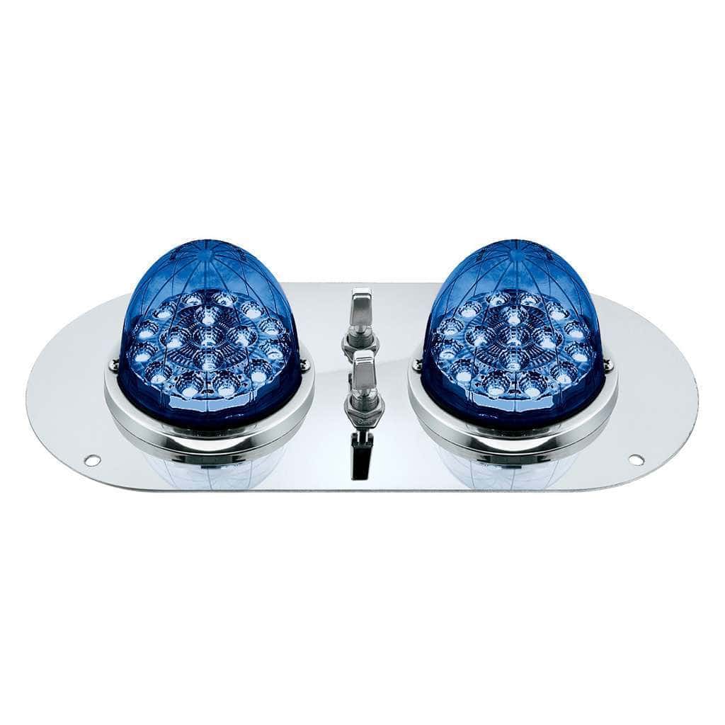 304 Ss Above Door Dome Light Kit With 2 X 17 Led Double Fury Watermelon For Kw &Amp; Pb Trucks-Amber &Amp; Blue 3 Above Door Dome Light Kit w/2x 17-LED Double Fury Watermelon-Amber & Blue