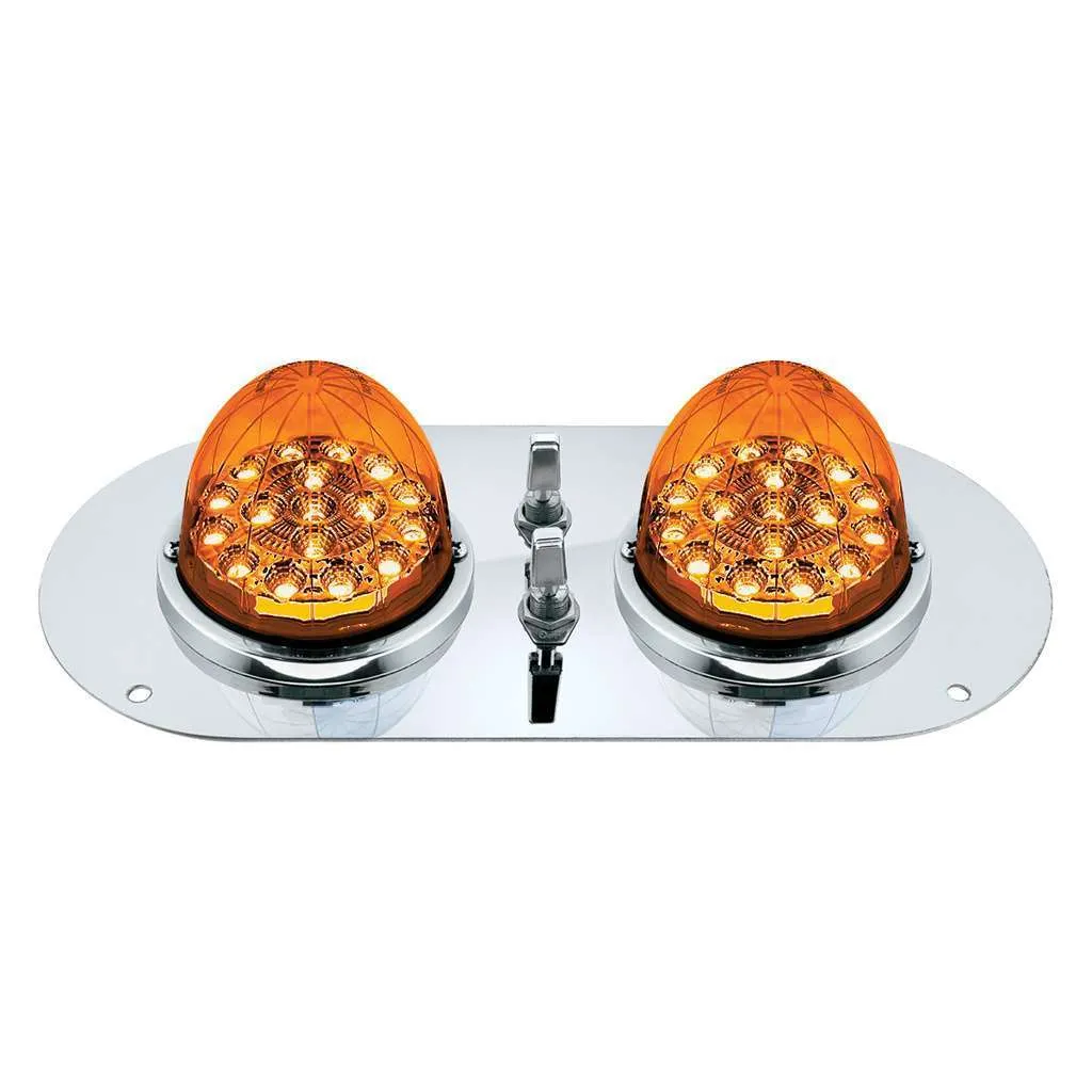 304 SS Above Door Dome Light Kit With 2 X 17 LED Double Fury Watermelon For KW & PB Trucks-Amber & Green LED