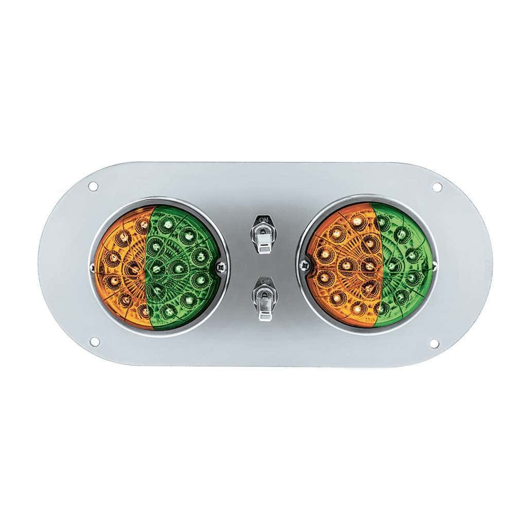 304 Ss Above Door Dome Light Kit With 2 X 17 Led Double Fury Watermelon For Kw &Amp; Pb Trucks-Amber &Amp; Green Led 5 304 SS Above Door Dome Light Kit With 2 X 17 LED Double Fury Watermelon For KW & PB Trucks-Amber & Green LED