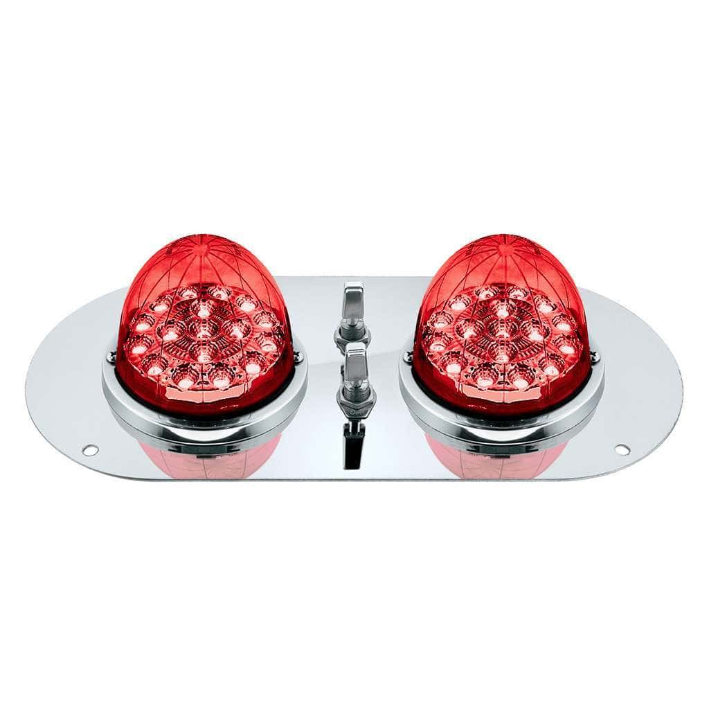 304 Ss Above Door Dome Light Kit With 2 X 17 Led Double Fury Watermelon For Kw &Amp; Pb Trucks-Amber &Amp; Red 3 Above Door Dome Light Kit w/2x 17-LED Double Fury Watermelon-Amber & Red