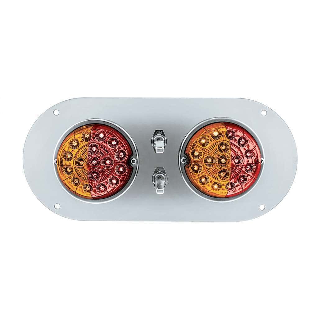 304 Ss Above Door Dome Light Kit With 2 X 17 Led Double Fury Watermelon For Kw &Amp; Pb Trucks-Amber &Amp; Red 5 Above Door Dome Light Kit w/2x 17-LED Double Fury Watermelon-Amber & Red