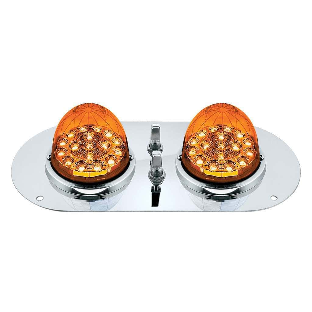 304 SS Above Door Dome Light Kit With 2 X 17 LED Double Fury Watermelon For KW & PB Trucks-Amber & White LED
