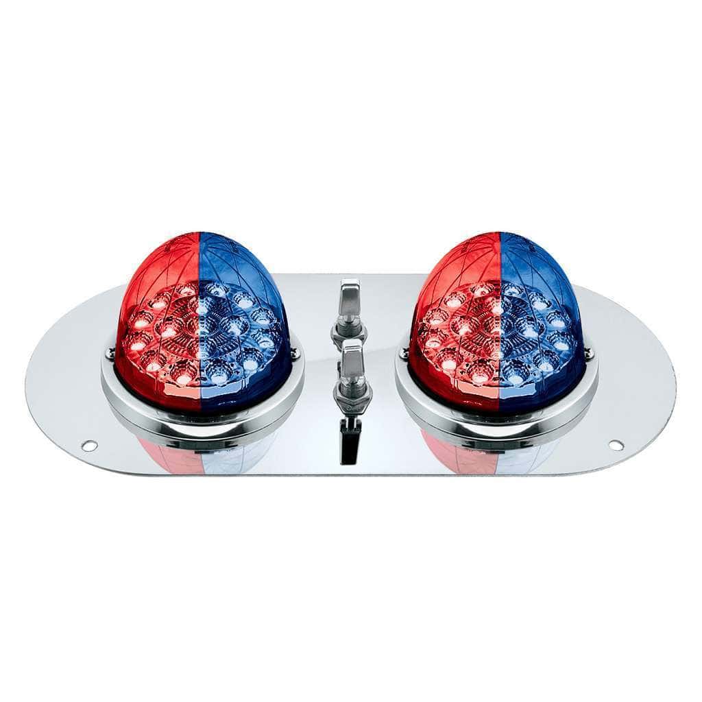 Above Door Dome Light Kit w/2x 17-LED Double Fury Watermelon-Amber & Blue