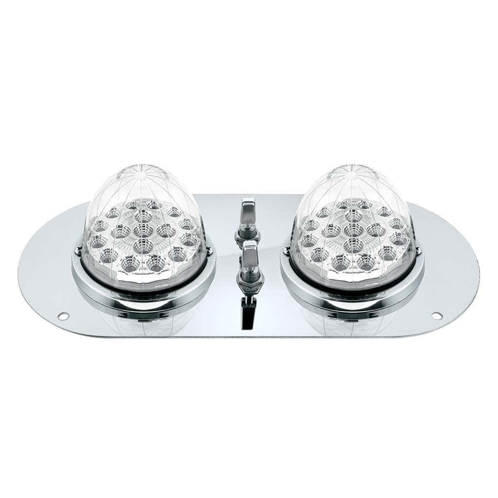 304 Ss Above Door Dome Light Kit With 2 X 17 Led Double Fury Watermelon For Kw &Amp; Pb Trucks-Red &Amp; Blue 4 Above Door Dome Light Kit w/2x 17-LED Double Fury Watermelon-Amber & Blue