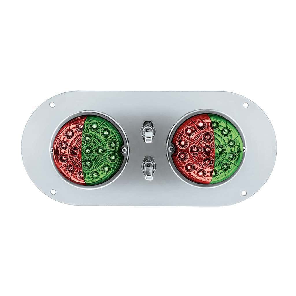 304 Ss Above Door Dome Light Kit With 2 X 17 Led Double Fury Watermelon For Kw &Amp; Pb Trucks-Red &Amp; Green 5 Above Door Dome Light Kit w/2x 17-LED Double Fury Watermelon-Red & Green