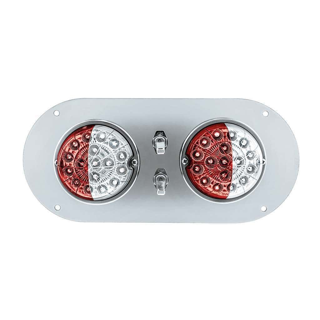 304 Ss Above Door Dome Light Kit With 2 X 17 Led Double Fury Watermelon For Kw &Amp; Pb Trucks-Red &Amp; White 5 Above Door Dome Light Kit w/2x 17-LED Double Fury Watermelon-Red & White