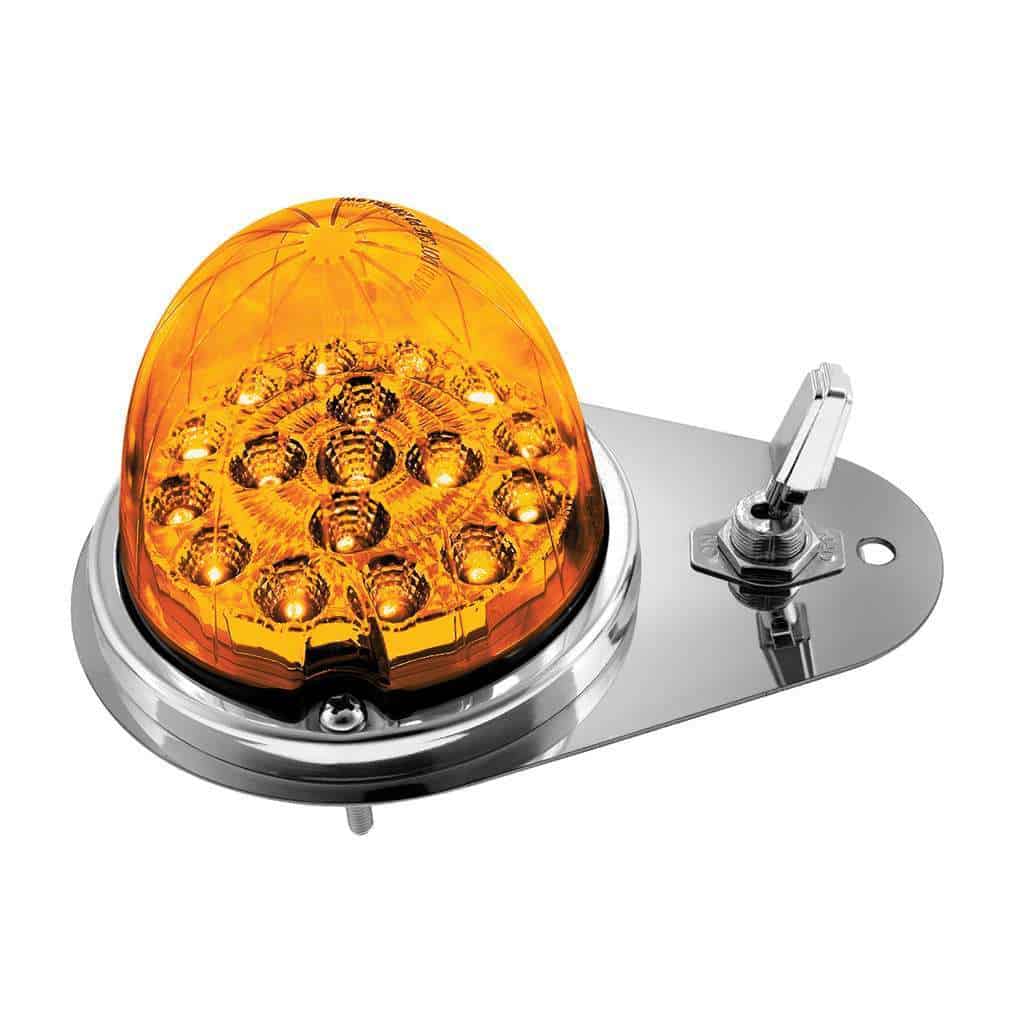 304 SS Above Door Dome Light Kit W/ 17 LED Double Fury Watermelon For 1994-2025 KW W900-Amber & Blue LED