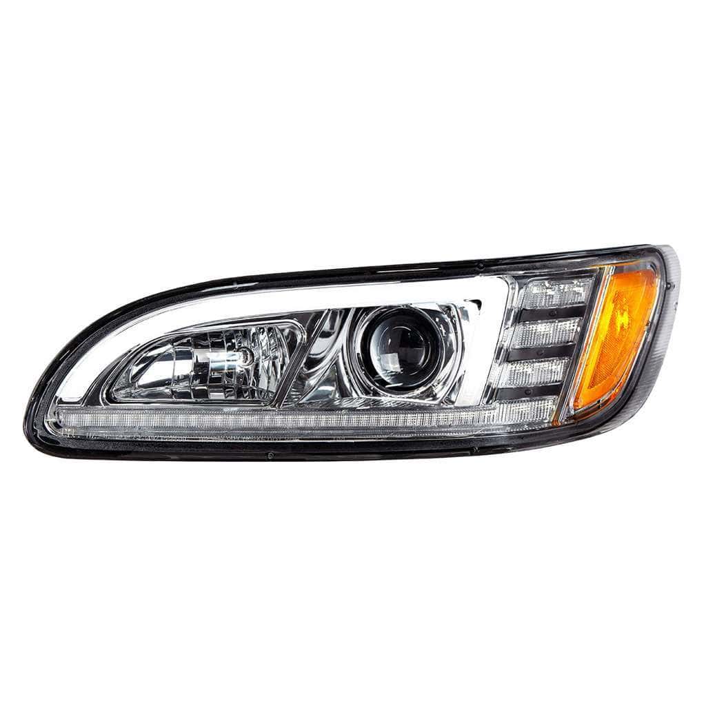Peterbilt 386 Chrome Projection Headlights With Led Drl &Amp; Sequential Turn Signal 4 Projection Headlight With LED Sequential Turn & DRL For 2005-2015 Peterbilt 386-Chrome