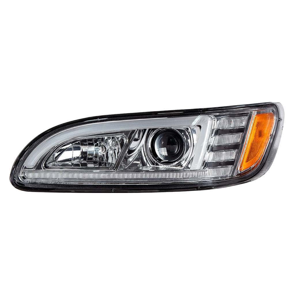 Peterbilt 386 Chrome Projection Headlights With Led Drl &Amp; Sequential Turn Signal 5 Projection Headlight With LED Sequential Turn & DRL For 2005-2015 Peterbilt 386-Chrome