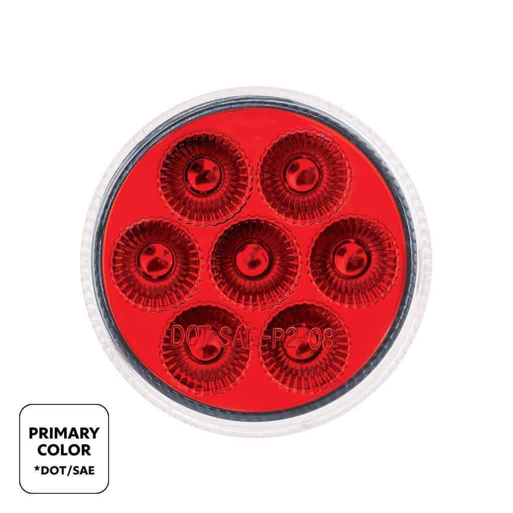 7 LED 2" Round Double Fury Light (Clearance/Marker) - Red & White LED/Clear Lens