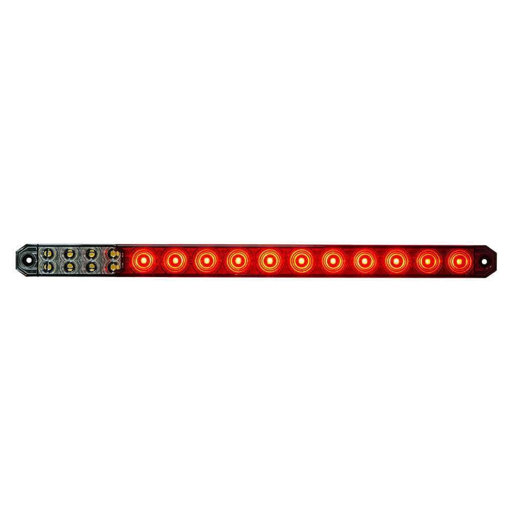 17" 27 LED Low Profile Light Bar (Stop, Turn & Tail) With Back-Up Light - Red & White LED/ Red & Clear Lens