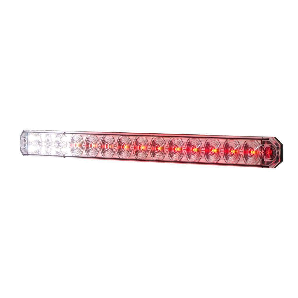 17&Quot; 27 Led Low Profile Light Bar (Stop, Turn &Amp; Tail)-Red/White &Amp; Clear 4 17" 27 LED Low Profile Light Bar (Stop, Turn & Tail) With Back-Up Light - Red & White LED/ Clear Lens