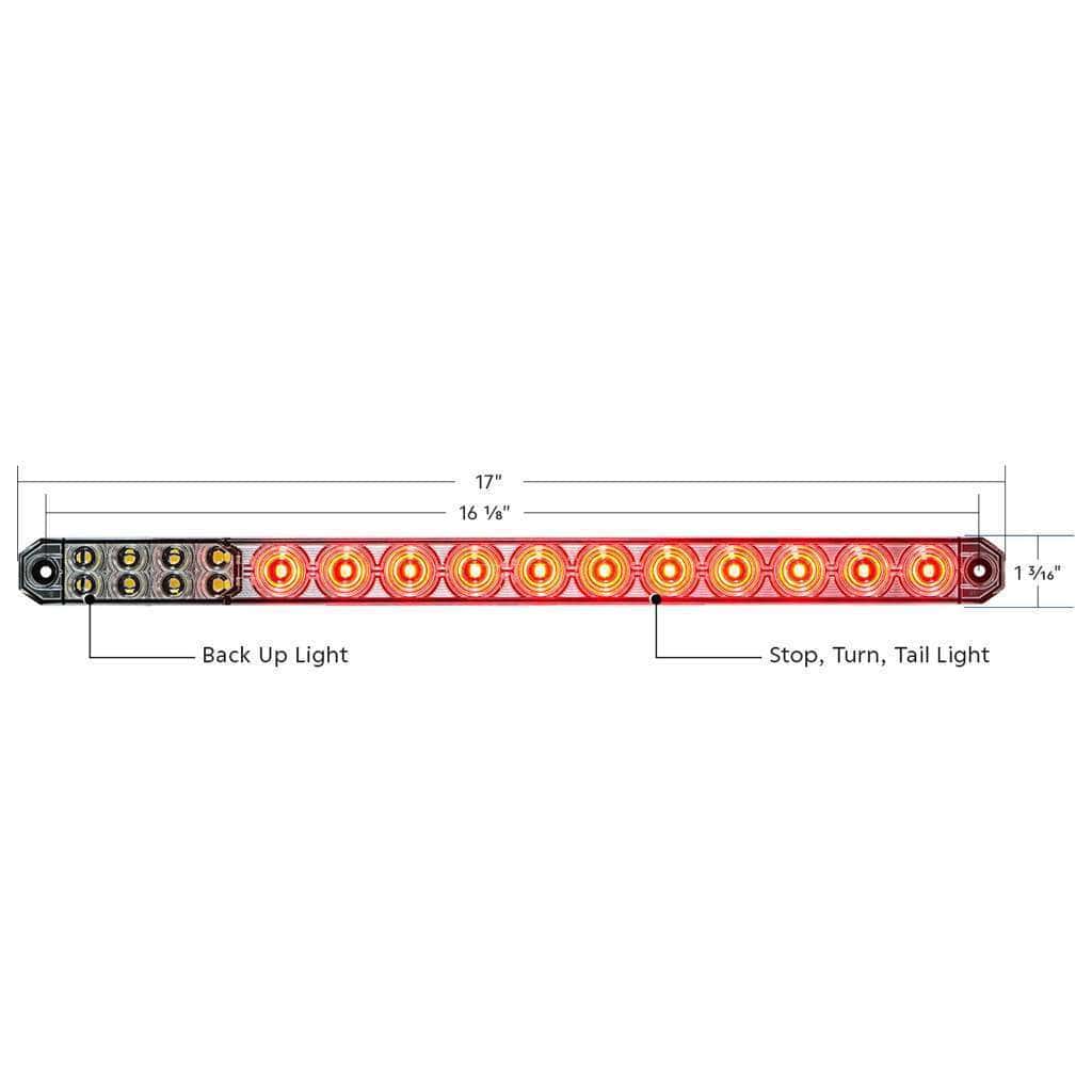 17&Quot; 27 Led Low Profile Light Bar (Stop, Turn &Amp; Tail)-Red/White &Amp; Clear 6 17" 27 LED Low Profile Light Bar (Stop, Turn & Tail) With Back-Up Light - Red & White LED/ Clear Lens