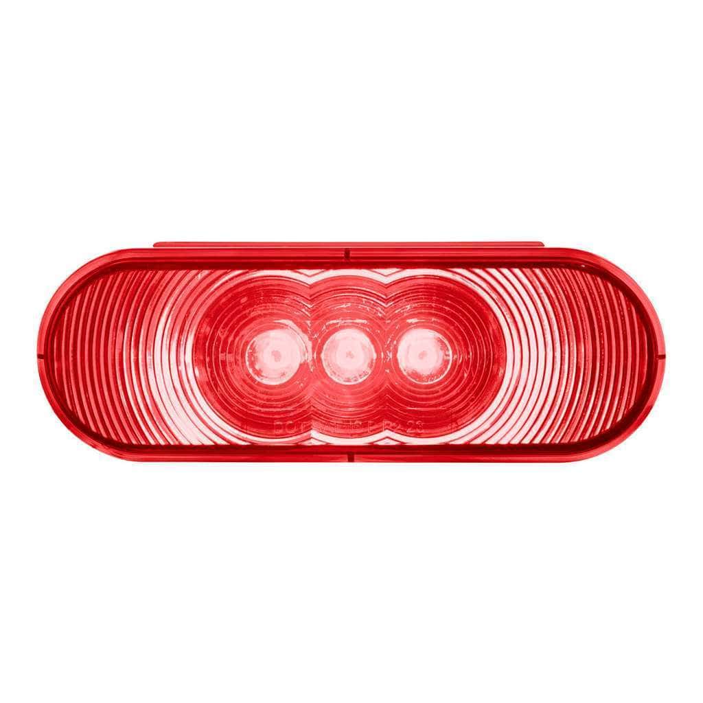 3 LED 6" Oval Light (Stop, Turn, & Tail)- Red LED/Red Lens