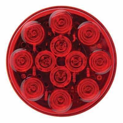 12 LED 4" Round Light Kit (Stop, Turn & Tail) - Red LED/Red Lens