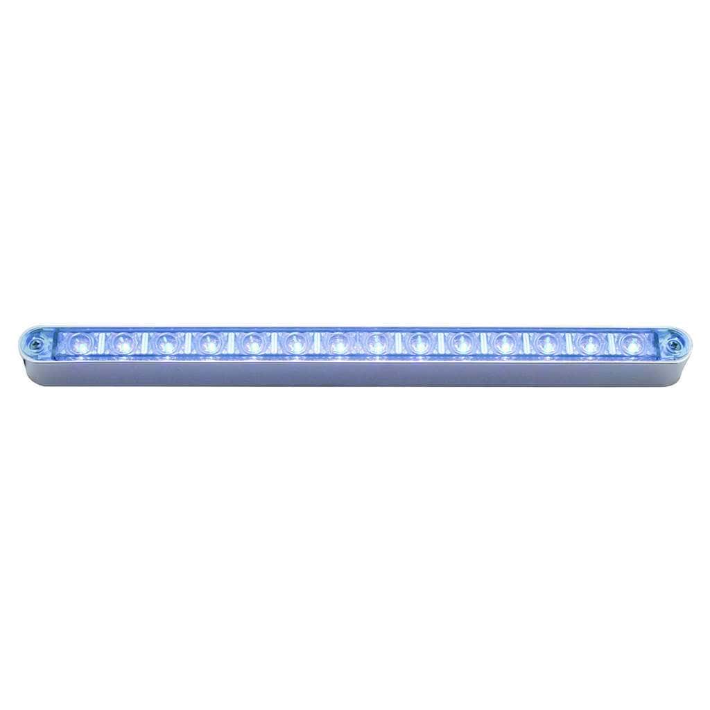 14 LED 12" Auxiliary Strip Light - Blue LED/Clear Lens