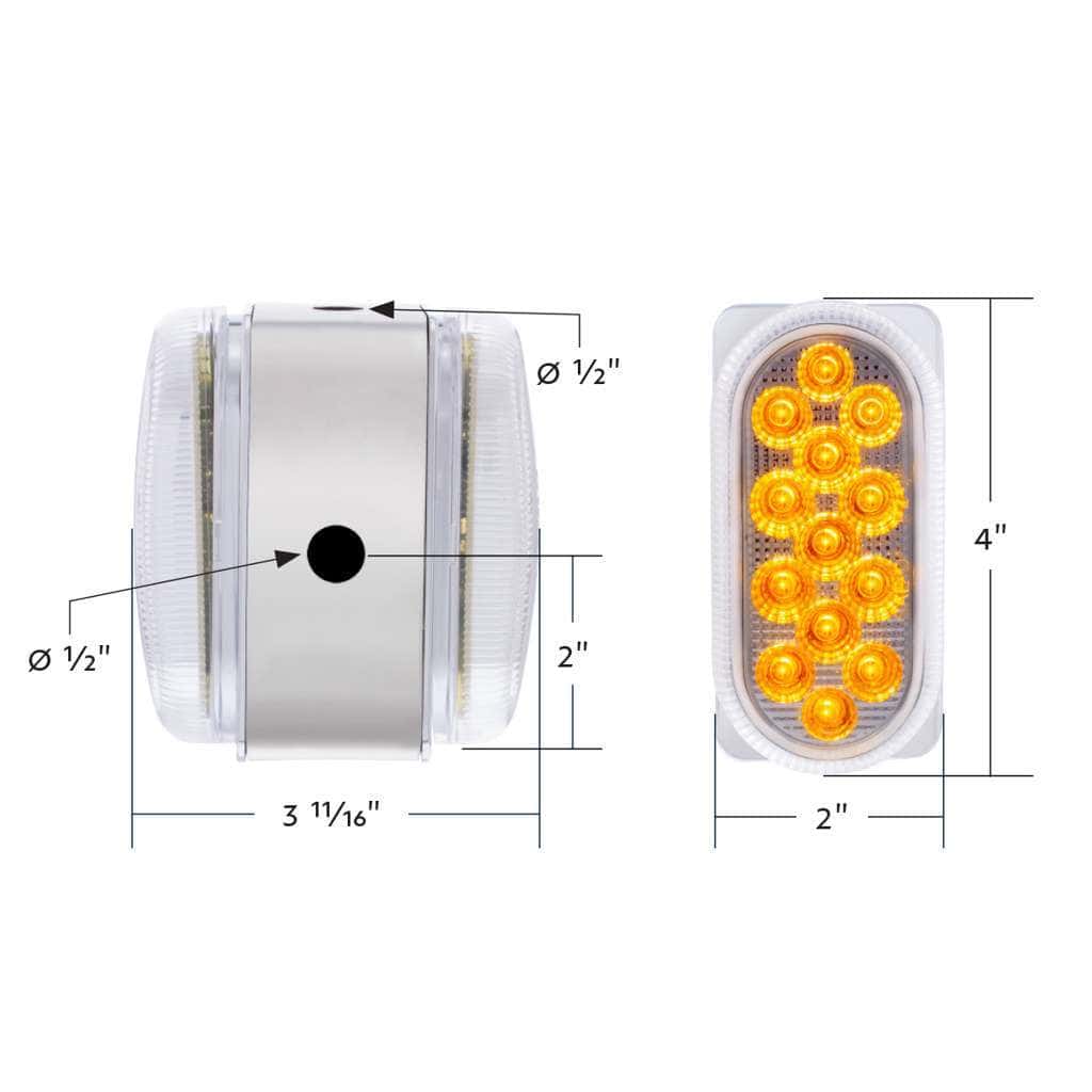 26 Led Dual Function Reflector Double Face Oval Light With Ss Bracket - Amber &Amp; Red Led/Clear Lens 8 26 LED Dual Function Reflector Double Face Oval Light With SS Bracket - Amber & Red LED/Clear Lens