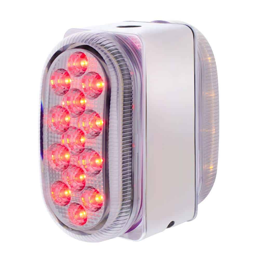 26 Led Dual Function Reflector Double Face Oval Light With Ss Bracket - Amber &Amp; Red Led/Clear Lens 3 26 LED Dual Function Reflector Double Face Oval Light With SS Bracket - Amber & Red LED/Clear Lens