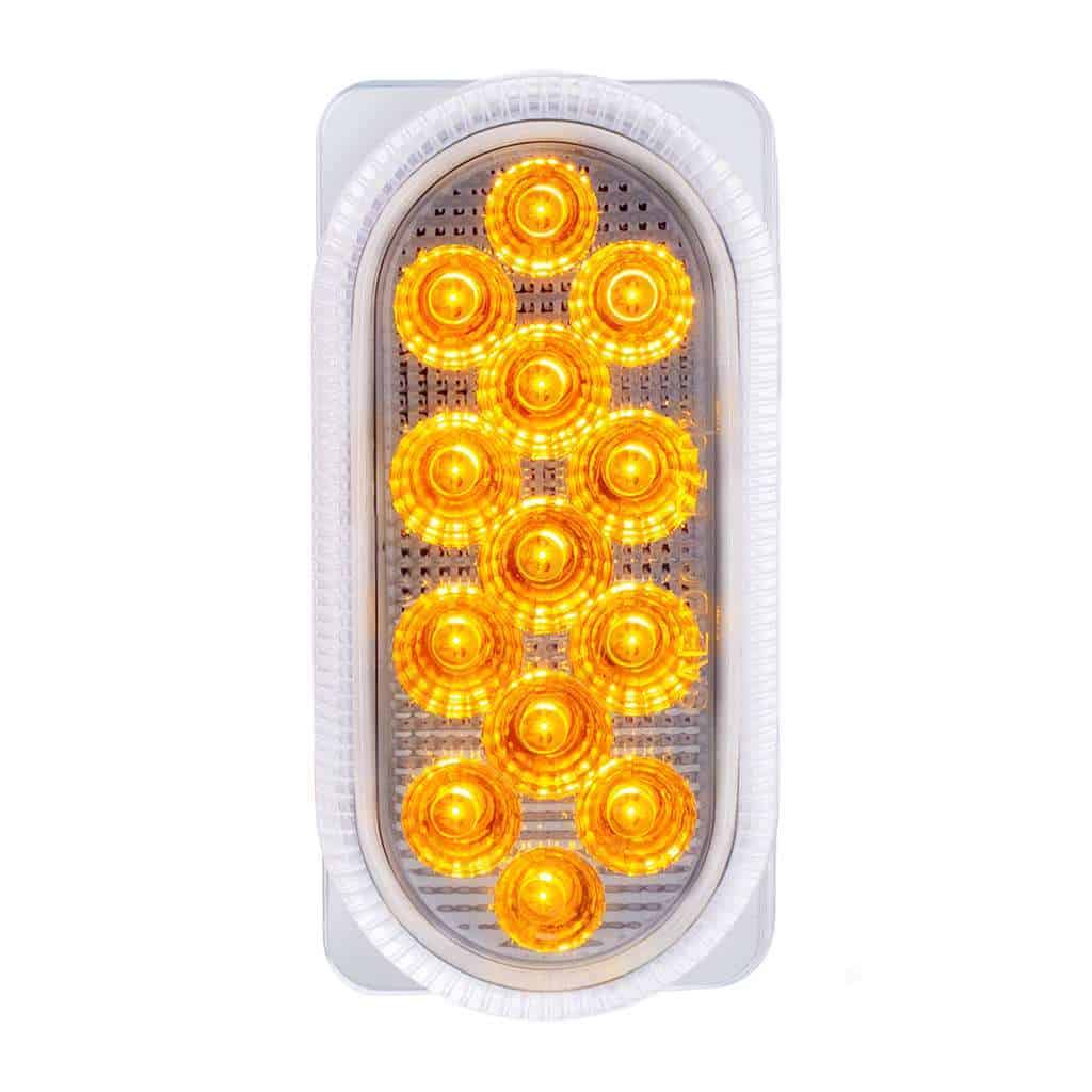 26 Led Dual Function Reflector Double Face Oval Light With Ss Bracket - Amber &Amp; Red Led/Clear Lens 6 26 LED Dual Function Reflector Double Face Oval Light With SS Bracket - Amber & Red LED/Clear Lens