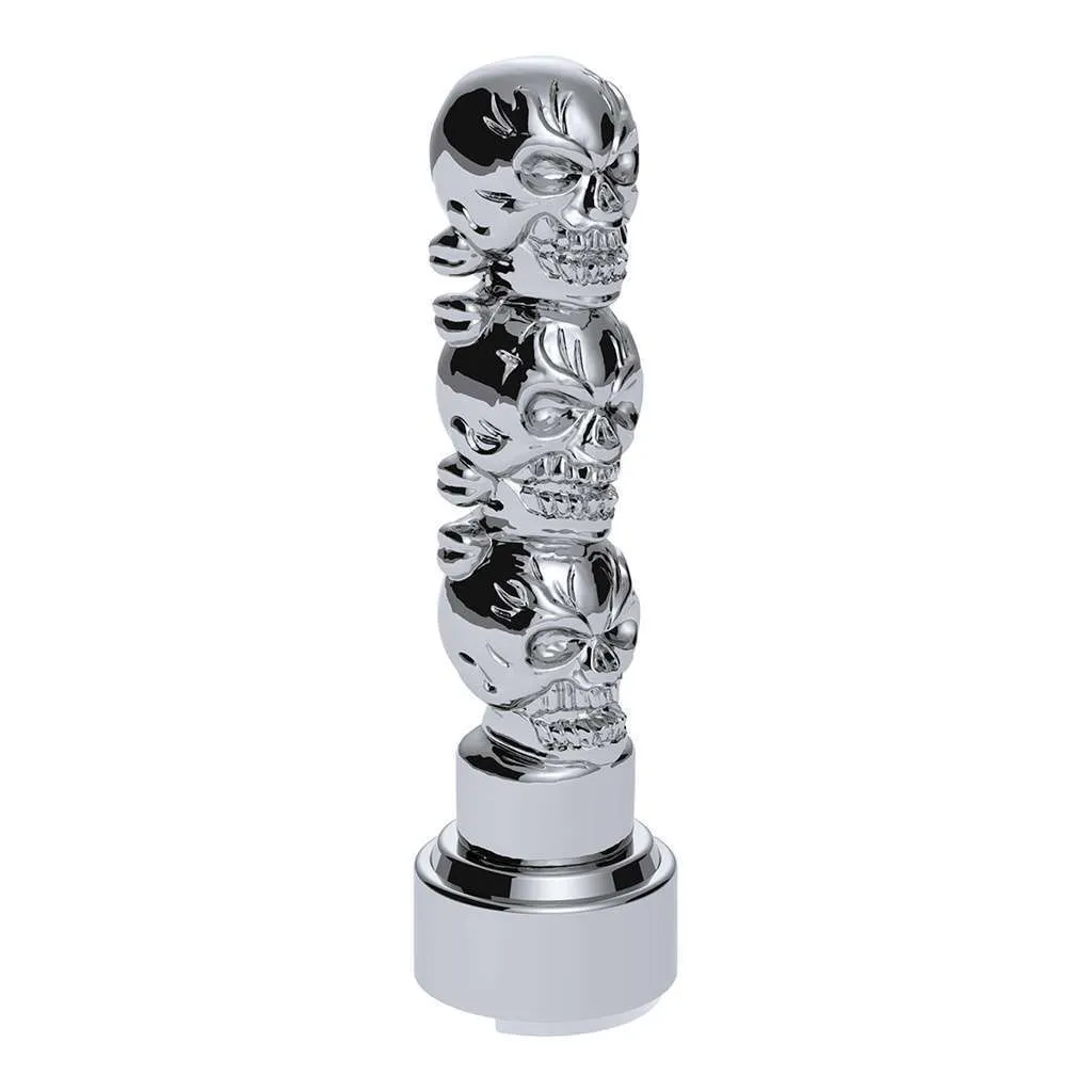 Thread-On 3-Skulls Gearshift Knob With Adapter For Eaton-Fuller 9/10 Speed Shifter