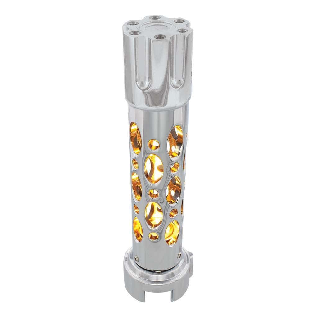 Austin Style Gun Cylinder Gearshift Knob With LED 13/15/18 Speed Adapter- Chrome