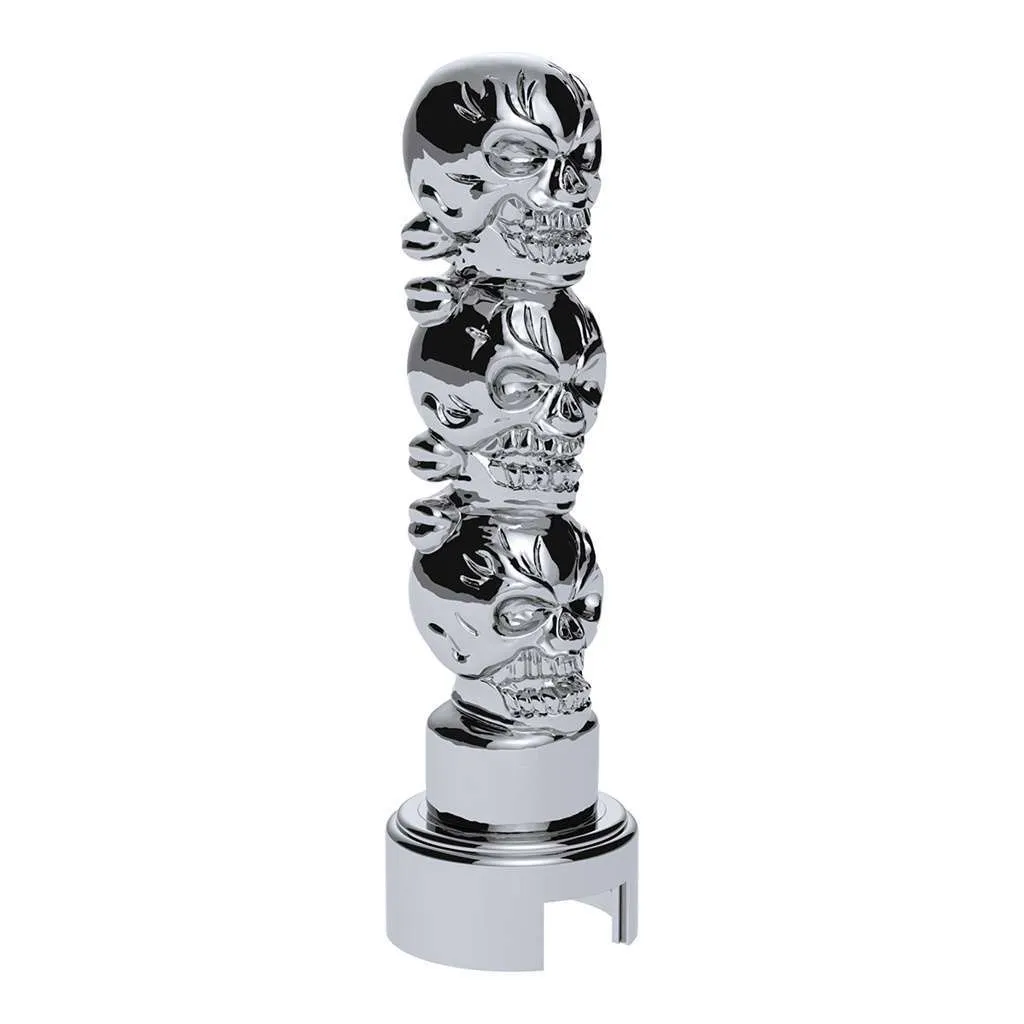Thread-On 3-Skull Gearshift Knob With Adapter For Eaton-Fuller 13/15/18 Speed Shifter