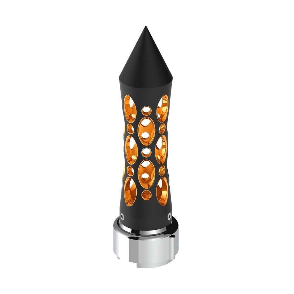 Thread-On Daytona Style Spike Gearshift Knob With LED 9/10 Speed Adapter-Black