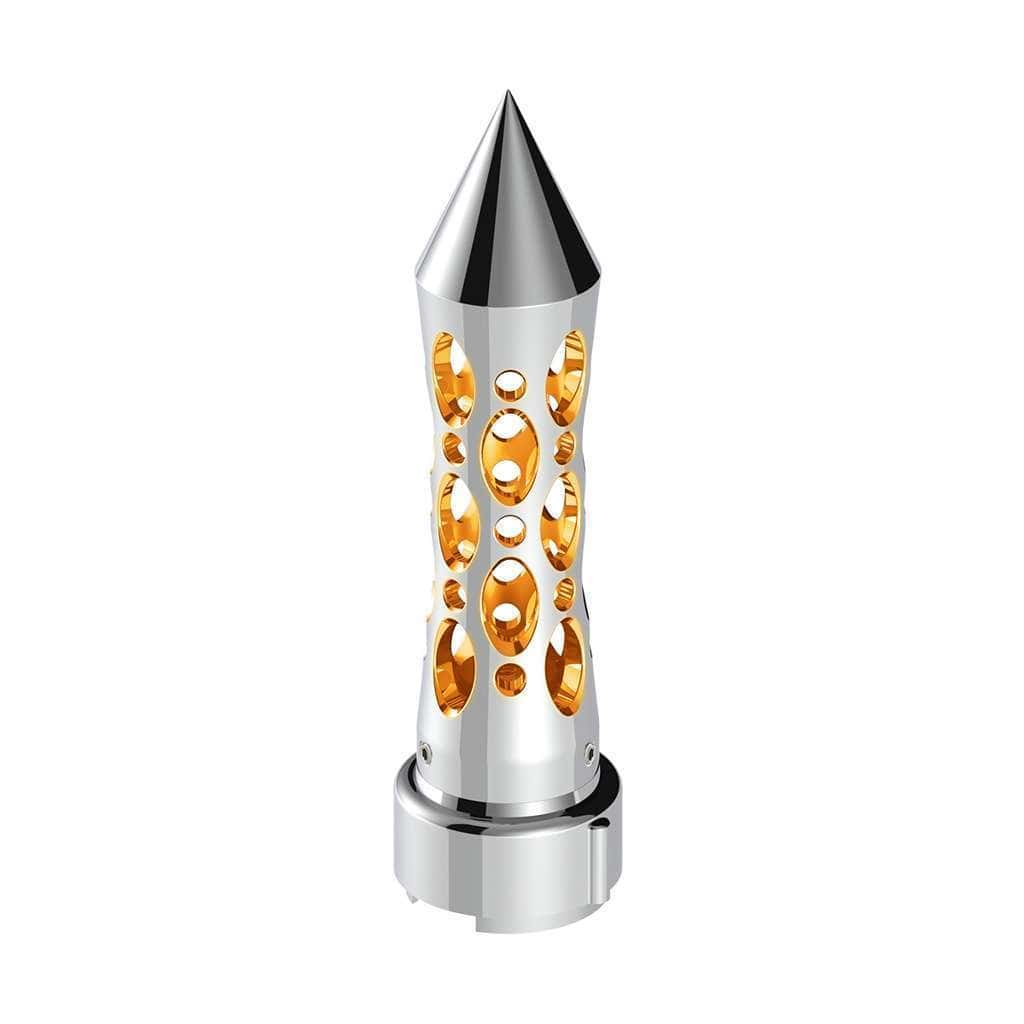 Thread-On Daytona Style Spike Gearshift Knob With LED 9/10 Speed Adapter-Chrome