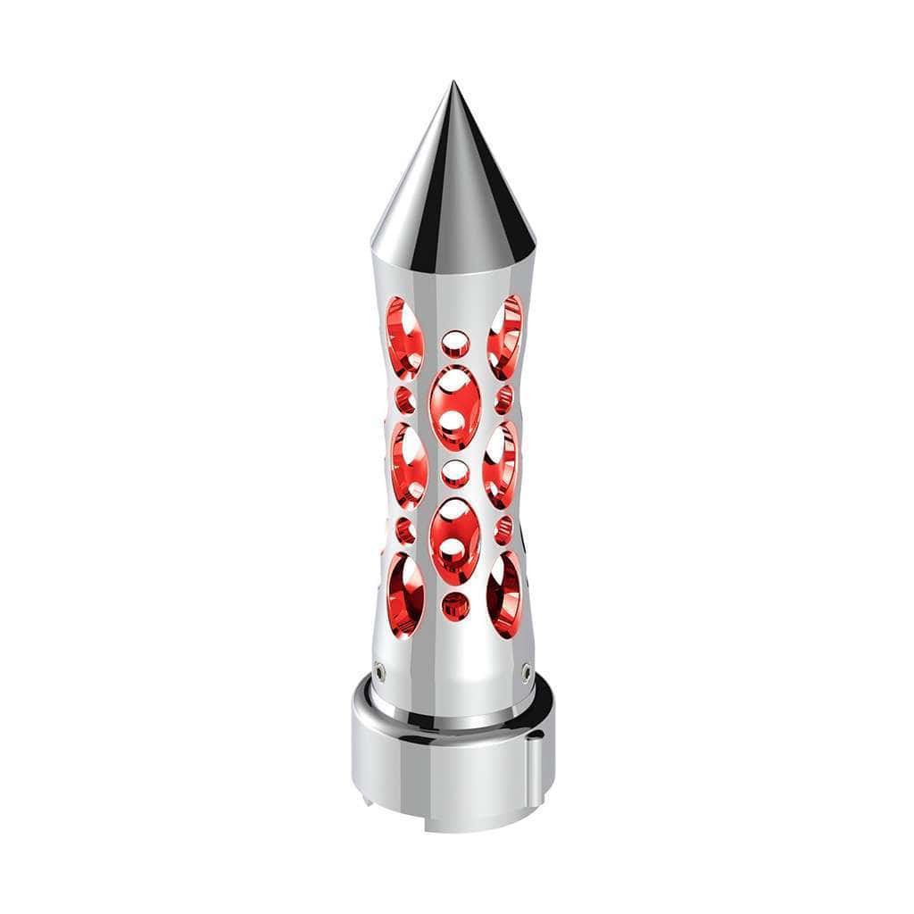 Thread-On Daytona Style Spike Gearshift Knob With LED 9/10 Speed Adapter-Chrome