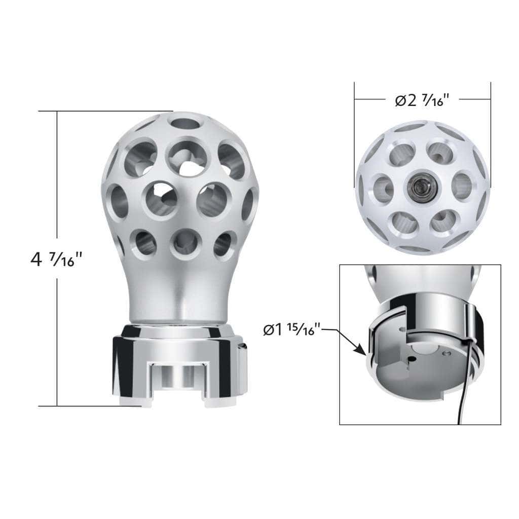 Thread-On Phoenix Style Ball Gearshift Knob With Led 13/15/18 Speed Adapter-Chrome 9 Thread-On Phoenix Style Ball Gearshift Knob With LED 13/15/18 Speed Adapter
