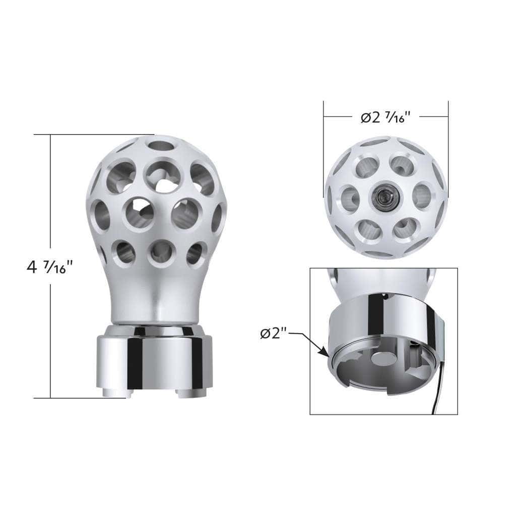 Thread-On Phoenix Style Ball Gearshift Knob With Led 9/10 Speed Adapter-Chrome 8 Thread-On Phoenix Style Ball Gearshift Knob With LED 9/10 Speed Adapter