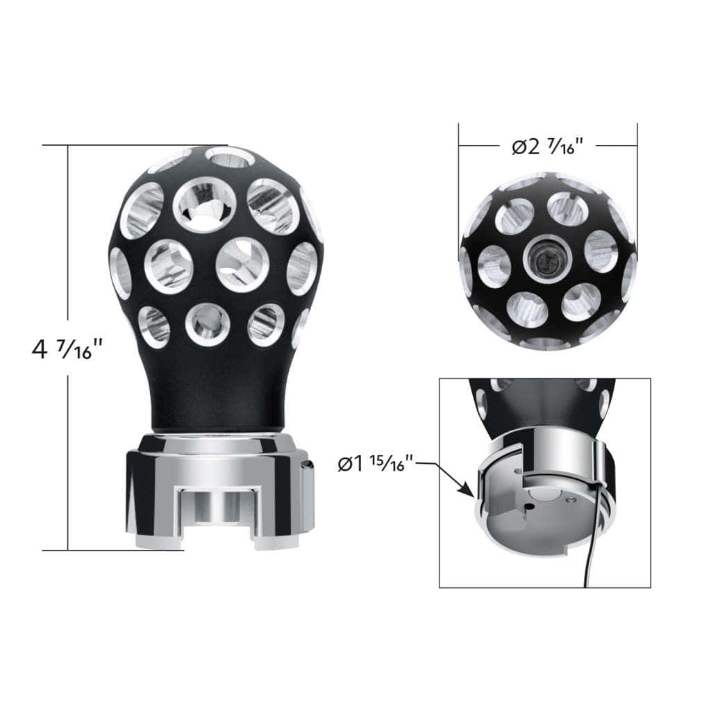 Thread-On Phoenix Style Ball Gearshift Knob With Led 13/15/18 Speed Adapter-Black 9 Thread-On Phoenix Style Ball Gearshift Knob With LED 13/15/18 Speed Adapter