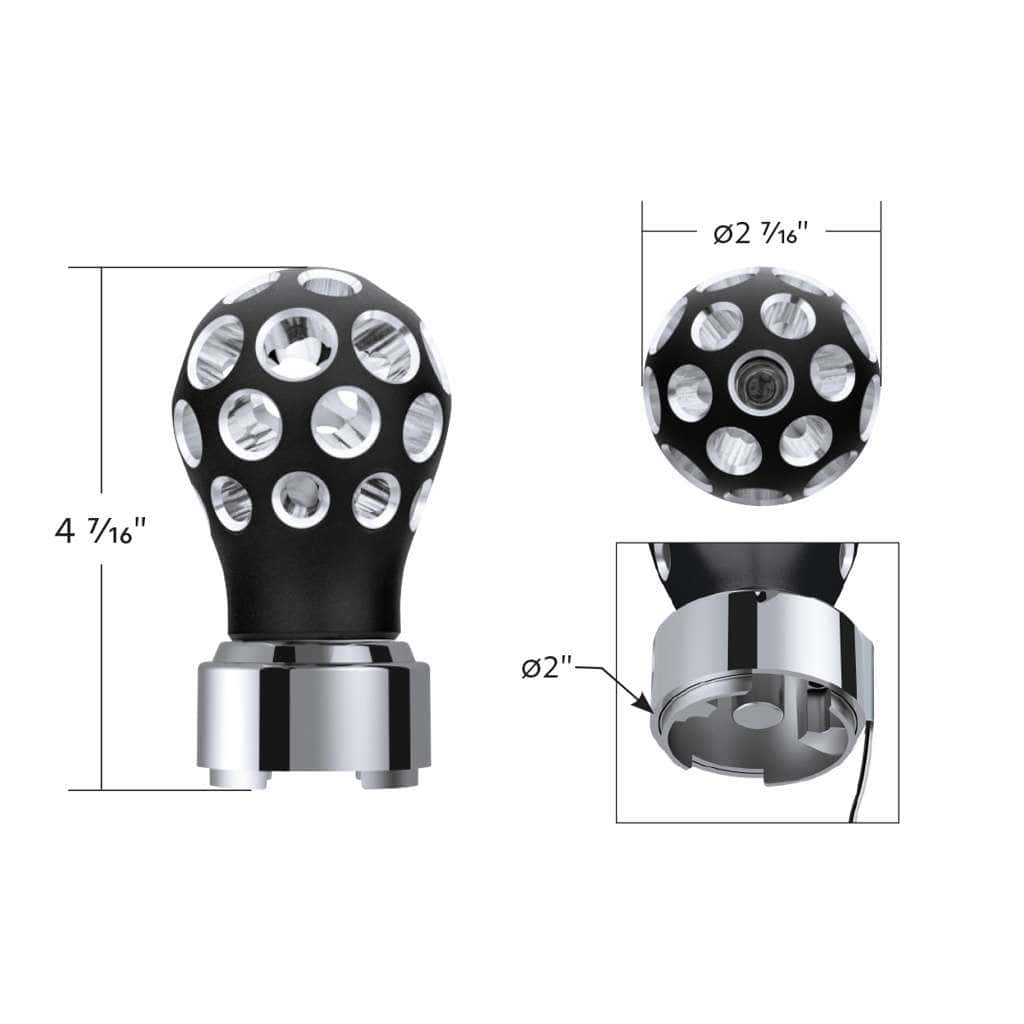 Thread-On Phoenix Style Ball Gearshift Knob With Led 9/10 Speed Adapter-Black 9 Thread-On Phoenix Style Ball Gearshift Knob With LED 9/10 Speed Adapter