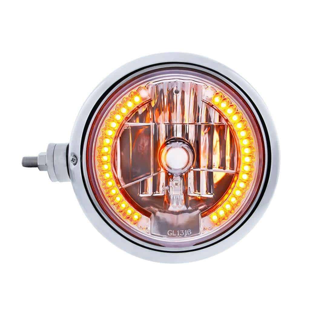 Chrome Guide 682-C Style Headlight Assembly W/34-Led Position Light 5 Chrome Guide 682-C Style Headlight Assembly W/Crystal Lens & 34 LEDs Position Light -Horizontal Mount