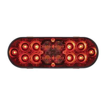 6" Oval Combo Light With 14 LED Stop, Turn & Tail & 16 LED Back-Up -Red LED/Red Lens