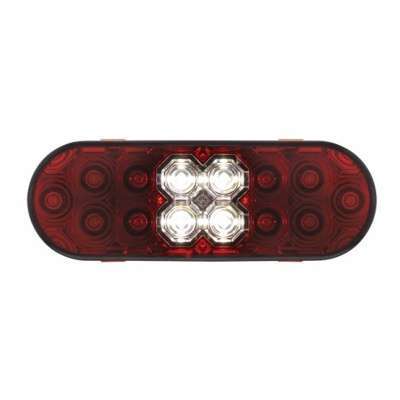 6" Oval Combo Light With 14 LED Stop, Turn & Tail & 16 LED Back-Up -Red LED/Red Lens