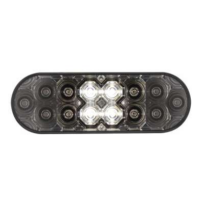 6" Oval Combo Light With 14 LED Stop, Turn & Tail & 16 LED Back-Up - Red LED/Clear Lens