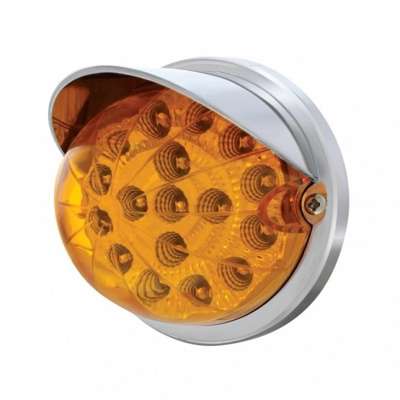 17 LED Dual Function Watermelon Clear Reflector Flush Mount Kit With Visor-Amber