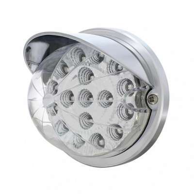 17 LED Dual Function Watermelon Clear Reflector Flush Mount Kit With Visor-Amber