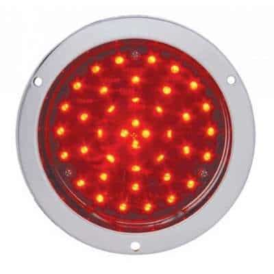 40 LED 4" Round Flange Mount Deep-Dish Light (Stop, Turn & Tail) - Red LED/Red Lens