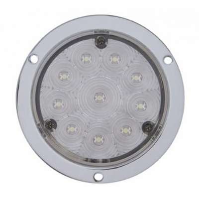 10 LED 4" Round Flange Mount Light (Stop, Turn & Tail) - Red LED/Clear Lens