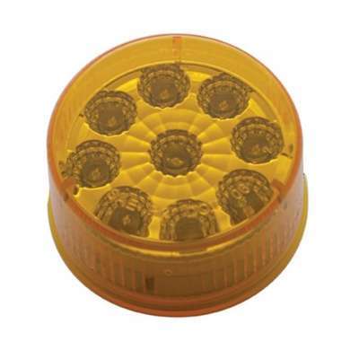 9 Led 2&Quot; Round Reflector Light (Clearance/Marker) - Amber Led/Amber Lens 3 9 LED 2" Round Reflector Light