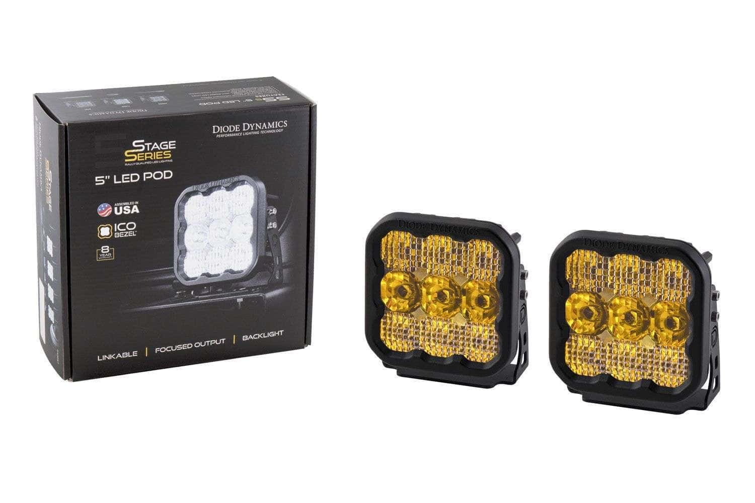 Diode Dynamics Ss5 Yellow Sport Led Pod (Pair) 2 SS5 Yellow LED Pod (pair)