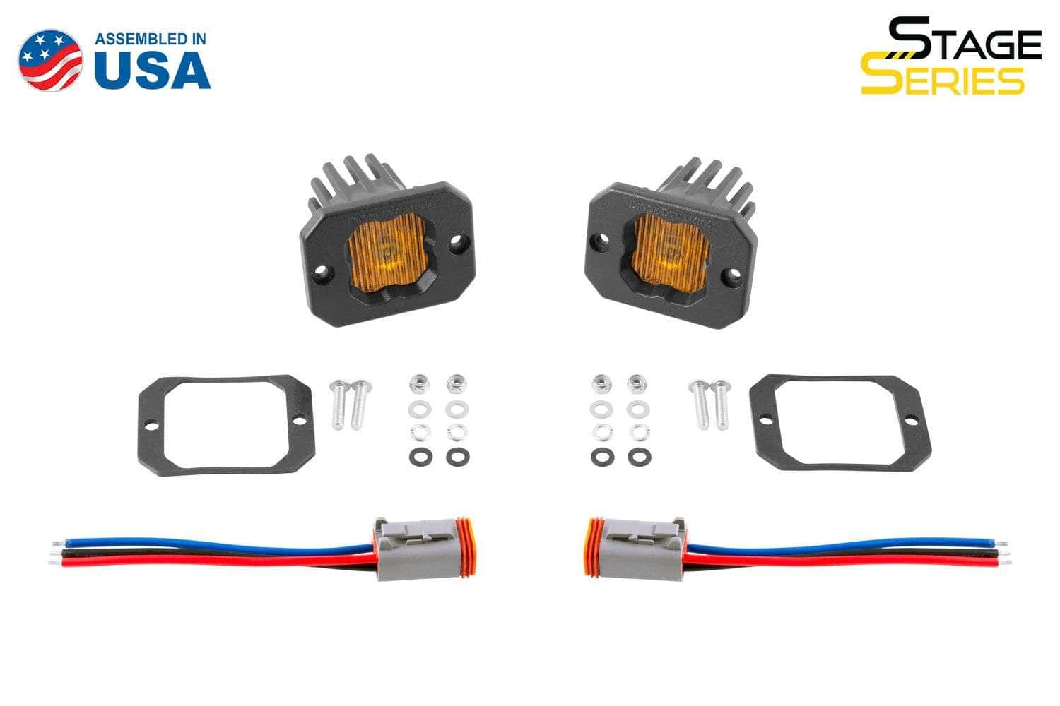 SSC1 Yellow SAE Fog Flush Mount LED Pod (pair)