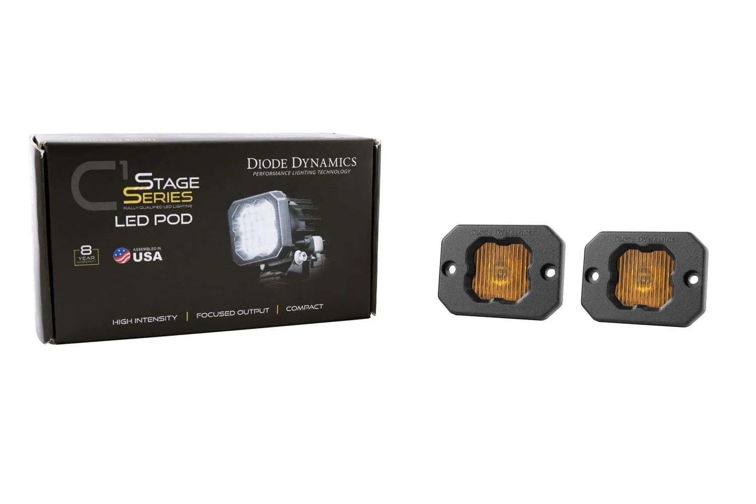 SSC1 Yellow SAE Fog Flush Mount LED Pod (pair)