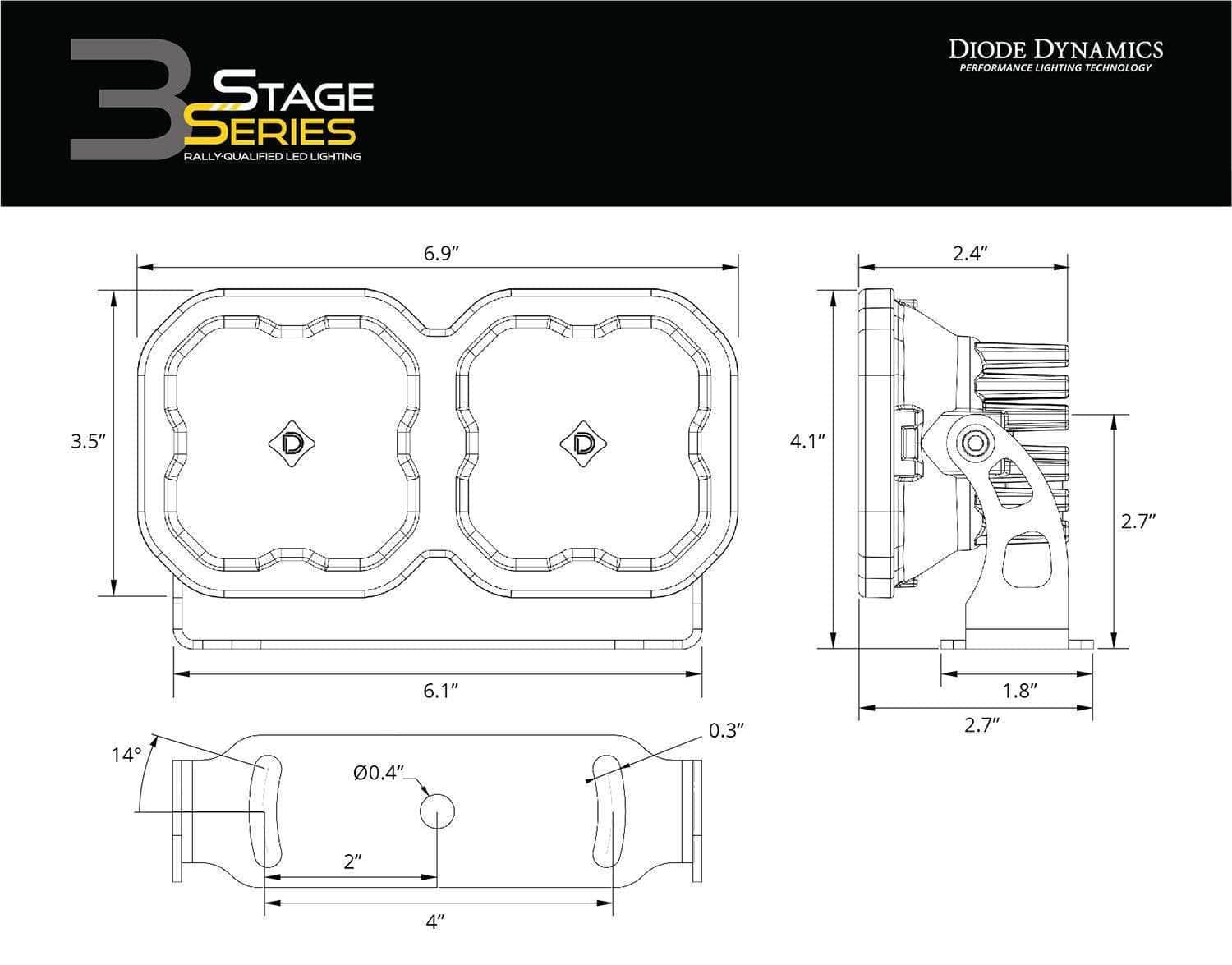 Diode Dynamics Ss3 Dual-Pod Bracket Kit 5 SS3 Dual-Pod Bracket Kit